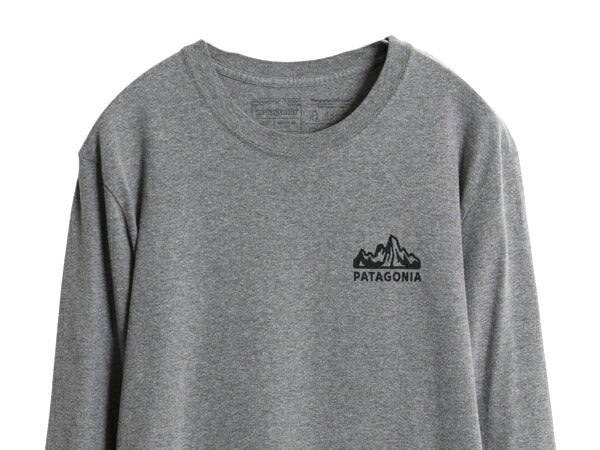 パタゴニア 両面 プリント 長袖 Tシャツ メンズ M 19年製 ロンT ロゴT ロングスリーブ グラフィック フィッツロイ スコープ カットソー 灰