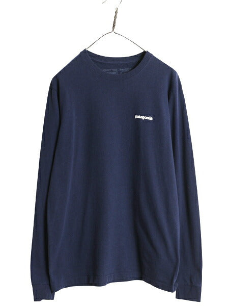 パタゴニア 両面 プリント 長袖 Tシャツ メンズ M 18年製 アウトドア ロンT ロングスリーブ P6 バックプリント ボックスロゴ カットソー 紺