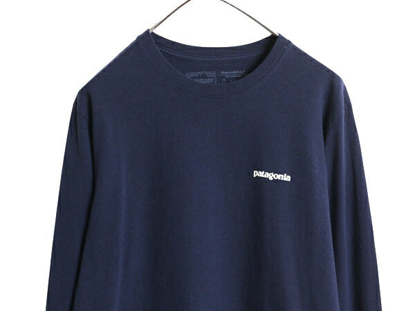 パタゴニア 両面 プリント 長袖 Tシャツ メンズ M 18年製 アウトドア ロンT ロングスリーブ P6 バックプリント ボックスロゴ カットソー 紺