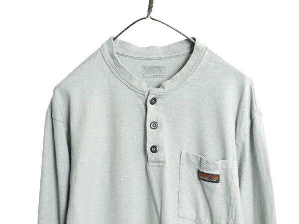 パタゴニア ヘンリーネック ポケット付き 長袖 Tシャツ メンズ S 23年製 アウトドア ロンT ポケT カットソー ロングスリーブ ワンポイント