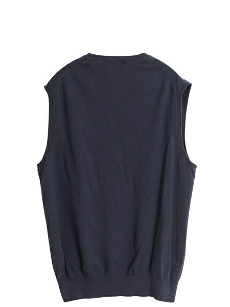 ポロ ラルフローレン Vネック ニット ベスト メンズ L / 高級 100% ピマ コットン セーター ストレッチ プルオーバー ワンポイント ジレ 紺