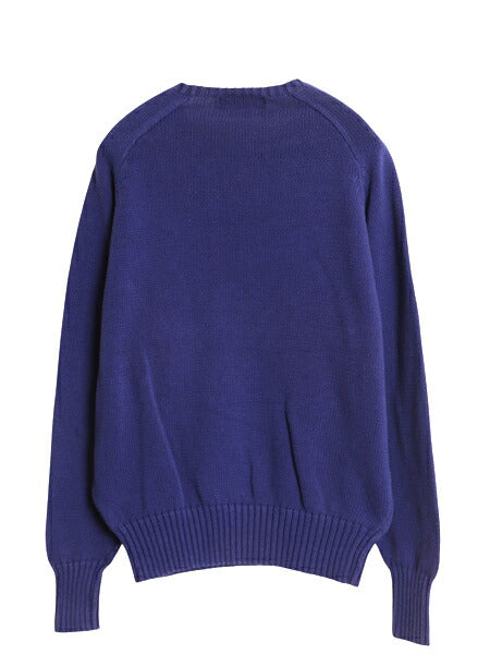 90s ポロ ラルフローレン コットン ニット セーター メンズ レディース S オールド 長袖ニット ワンポイント ミドルゲージ シンプル 青 紺