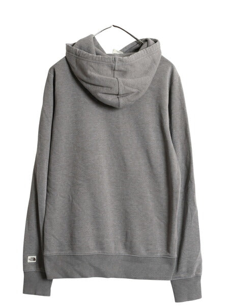 ノースフェイス スウェット フード パーカー メンズ S 古着 裏起毛 プルオーバー トレーナー アウトドア ワンポイント 茶タグ シンプル 灰