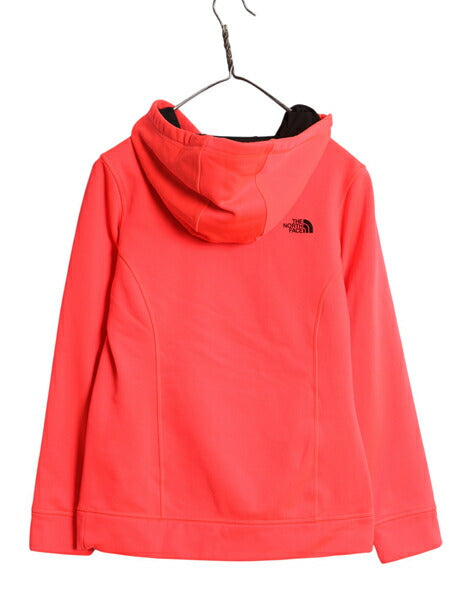 ノースフェイス プリント スウェット フード パーカー レディース S ジャージ 素材 ストレッチ 裏 フリース プルオーバー ブラック ピンク