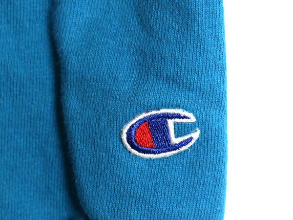 90s チャンピオン 無地 スウェット XL 小さめ メンズ L 程 古着 オールド トレーナー 前V 裏起毛 ワンポイント ブランク ヘビーウェイト 青