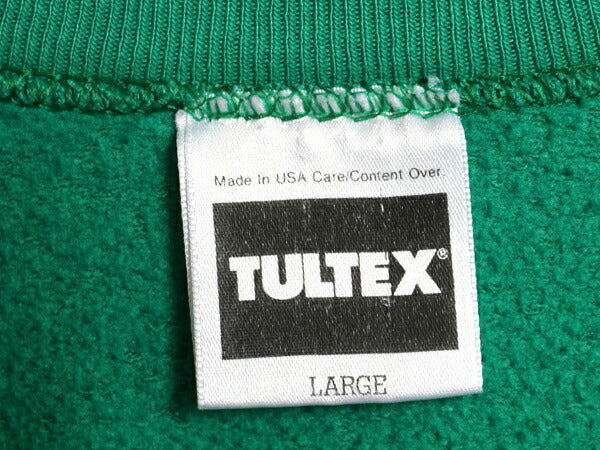 90s USA製 タルテックス 無地 スウェット メンズ レディース L / 古着 オールド トレーナー 裏起毛 ブランク シンプル ラグラン グリーン