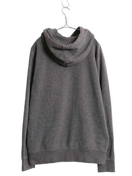 ノースフェイス プリント スウェット フード パーカー メンズ L アウトドア トレーナー プルオーバー 裏起毛 薄手 シンプル ゆったり 濃灰