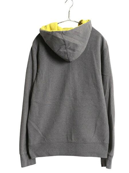 ノースフェイス フルジップ プリント スウェット フード パーカー メンズ M / 古着 アウトドア 裏起毛 トレーナー シンプル ツートン 灰 黄