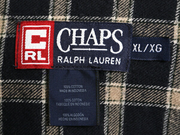 90s チャップス ラルフローレン チェック ボタンダウン フランネル シャツ メンズ XL / オールド ポロ 長袖シャツ ネルシャツ 大きいサイズ