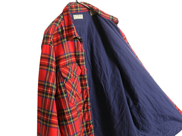 80s USA製 エルエルビーン チェック 長袖 フランネル シャツ メンズ XL / ヴィンテージ 長袖シャツ 中綿 キルティング ライナー付き ネル