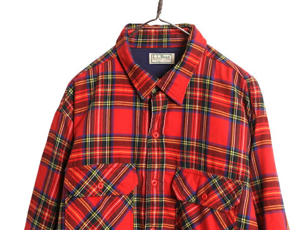 80s USA製 エルエルビーン チェック 長袖 フランネル シャツ メンズ XL / ヴィンテージ 長袖シャツ 中綿 キルティング ライナー付き ネル