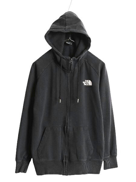 ノースフェイス フルジップ 両面 プリント スウェット フード パーカー レディース М / トレーナー 裏起毛 ハイネック シンプル ブラック