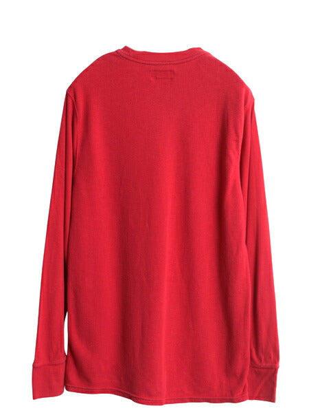 ポロ ラルフローレン 長袖 サーマル Tシャツ メンズ L / ロンT ワッフル カットソー ワンポイント ストレッチ インナー シンプル 袖切替 赤