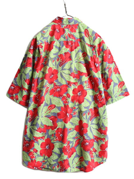90s ■ バナナリパブリック 総柄 半袖 シャツ メンズ L / 古着 BANANA REPUBLIC 90年代 オールド コットン アロハ ハワイアン 半袖シャツ
