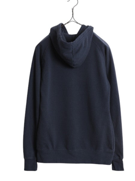 ノースフェイス プリント スウェット フード パーカー レディース XS 古着 The North Face プルオーバー トレーナー 裏起毛 薄手 ネイビー