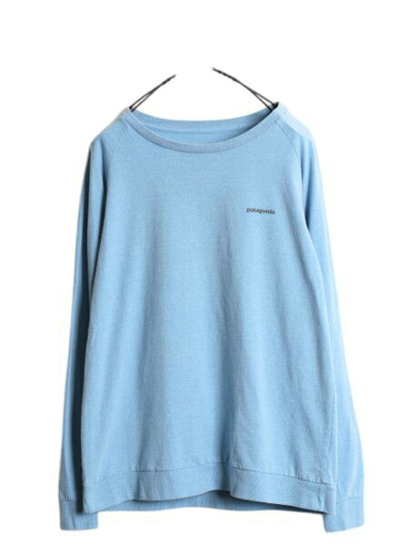 パタゴニア 両面 プリント 長袖 Tシャツ レディース S / Patagonia アウトドア ロンT ロングスリーブ ロゴT バックプリント ライト ブルー