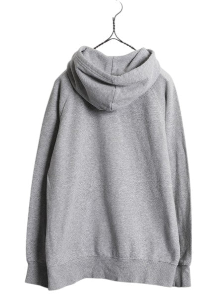 US企画 ノースフェイス プリント スウェット フード パーカー レディース М 古着 The North Face トレーナー プルオーバー 裏起毛 グレー