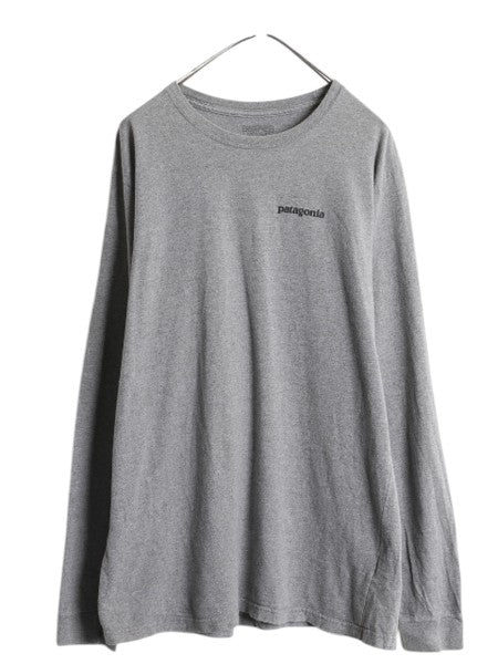 パタゴニア 両面 プリント 長袖 Tシャツ メンズ L / 古着 17年製 Patagonia アウトドア ロンT ロングスリーブ ロゴT P6 バックプリント 灰