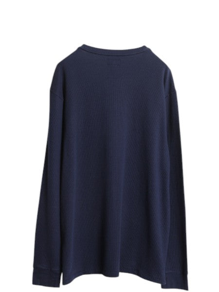 ポロ ラルフローレン サーマル 長袖 Tシャツ メンズ XL / 古着 ロンT アンダーシャツ ワッフル ワンポイント 大きいサイズ 3D エンボス 紺