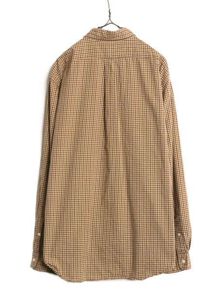 90s ラルフローレン ギンガム チェック 長袖 ボタンダウン シャツ メンズ XL 古着 90年代 オールド ポロ コットン ワンポイント 長袖シャツ