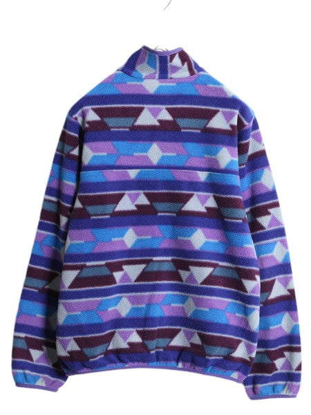 14年製 パタゴニア 総柄 ライトウェイト シンチラ スナップT レディース М / PATAGONIA フリース プルオーバー ジャケット マルチカラー