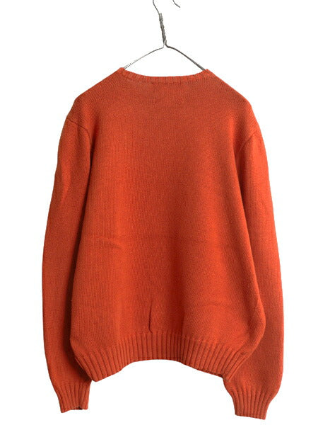 00s ポロ ラルフローレン コットン ニット セーター メンズ L オールド 長袖ニット ワンポイント クルーネック シンプル きれいめ オレンジ