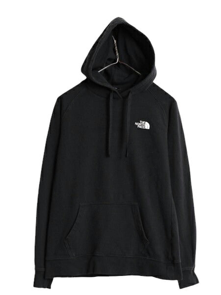 US企画 ノースフェイス 両面 プリント スウェット フード パーカー レディース S 古着 The North Face プルオーバー 裏起毛 トレーナー 黒