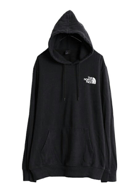 ノースフェイス 両面 プリント スウェット フード パーカー メンズ XL The North Face アウトドア トレーナー プルオーバー 薄手 ブラック