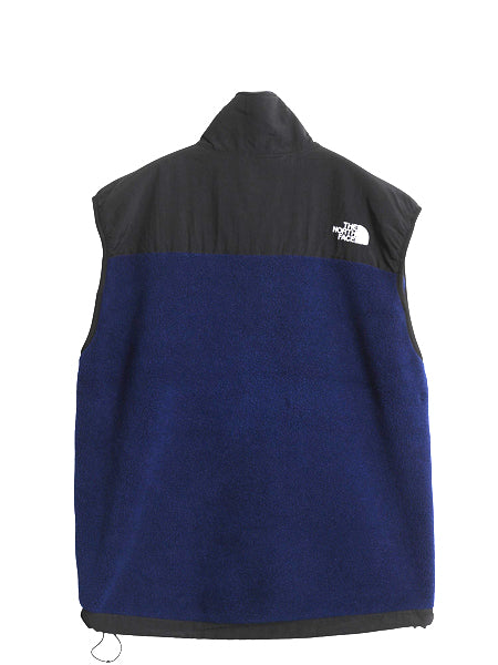 ノースフェイス デナリ ベスト メンズ S / 古着 アウトドア 前開き 重ね着 フルジップ フリース ナイロン ハイネック ワンポイント 黒 青
