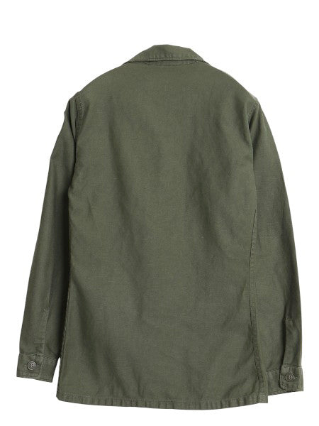 60s 米軍実物 US ARMY コットン サテン ユーティリティ シャツ S ヴィンテージ OG107 シャツ袖 1st ミリタリー 軍物 ワッペン付き オリーブ