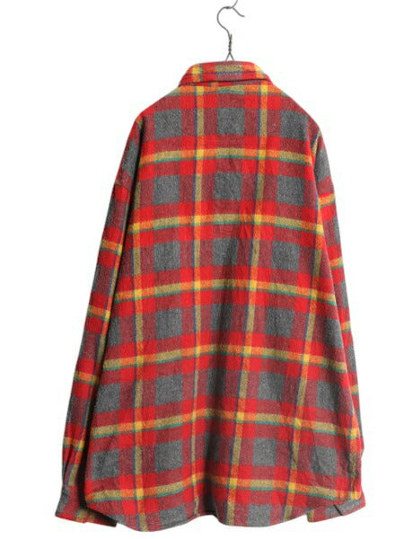 90s OLD GAP チェック ウール フランネル シャツ メンズ L 古着 オールド ギャップ ネルシャツ ジャケット ポケット付き 厚手 マルチカラー