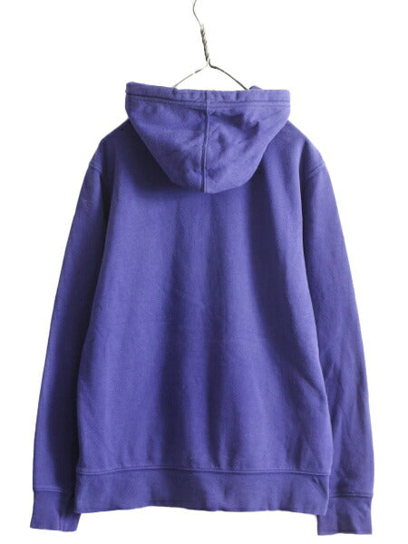 ノースフェイス プリント スウェット フード パーカー メンズ M 古着 The North Face プルオーバー 裏起毛 トレーナー アウトドア 薄手 青