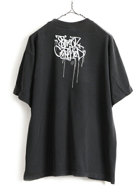00s 大きいサイズ XL 人気 黒 ■ NFL デンバー ブロンコス 大判 プリント 半袖 Tシャツ ( メンズ ) 古着 アメフト キャラクター オールド