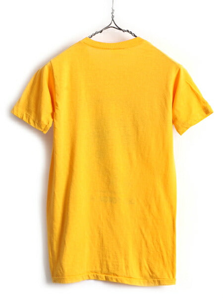 70s 80s USA製 ■ ヘルスニット スーベニア プリント 半袖 Tシャツ ( M 小さめ メンズ レディース S 程) 古着 70年代 80年代 ビンテージ 黄