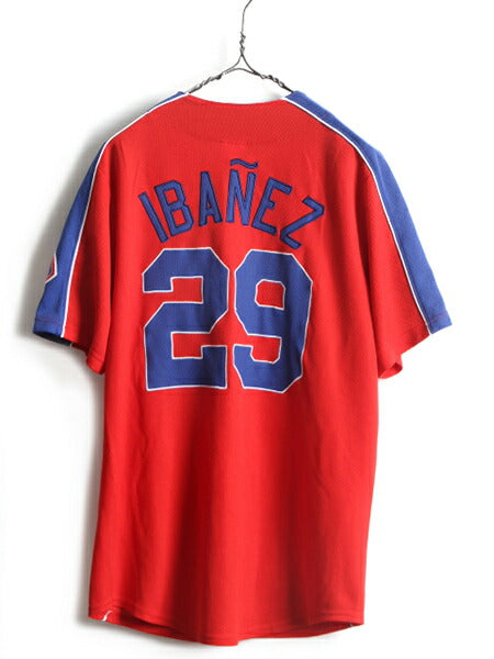 MLB オフィシャル ■ フィラデルフィア フィリーズ 半袖 ベースボール シャツ ( メンズ S 程) 古着 ゲームシャツ ユニフォーム 半袖シャツ