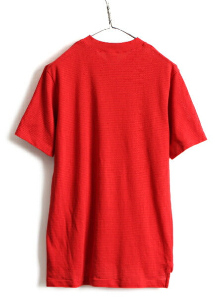 90s 初期 銀タグ ■ NIKE スウォッシュ プリント メッシュ 半袖 Tシャツ ( メンズ M ) 古着 ナイキ 90年代 オールド ロゴT ワンポイント 赤