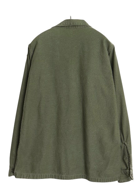 60s 米軍実物 US ARMY コットン サテン ユーティリティ シャツ M / ヴィンテージ OG107 シャツ袖 2nd 軍物 ミリタリー ワッペン付き カーキ