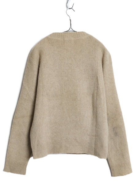 60s USA製 ★ CAMPUS Vネック モヘア ニット セーター メンズ M 古着 ヴィンテージ プルオーバー 重ね着 グランジ 無地 毛足 毛長 ベージュ