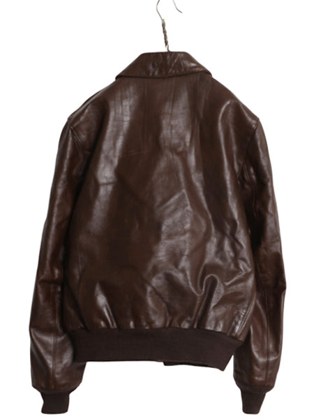 00s FLIGHT APPAREL INDUSTRIES A-2 タイプ 本革レザー フライト ジャケット メンズ M 程/ 古着 オールド 革ジャン ボンバー ジャンパー 茶