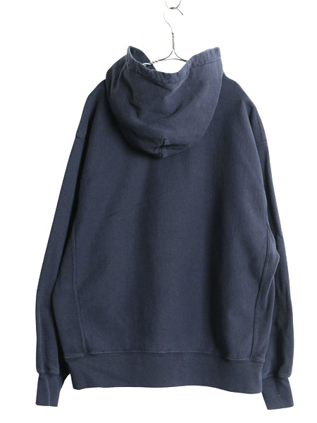 00s チャンピオン リバースウィーブ プリント スウェット パーカー メンズ L オールド トレーナー プルオーバー 裏起毛 ヘビーウェイト 紺