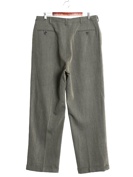 80s ポロ ラルフローレン ウール スラックス パンツ メンズ 実寸 35 32 古着 ヴィンテージ ツータック ストレート TALON トラウザー カーキ