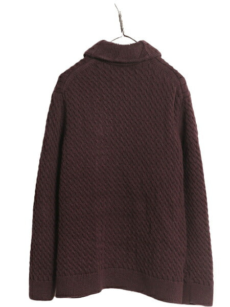 バナナリパブリック ショールカラー コットン ニット カーディガン メンズ XL / BANANA REPUBLIC ケーブル セーター ヘビーウェイト 無地