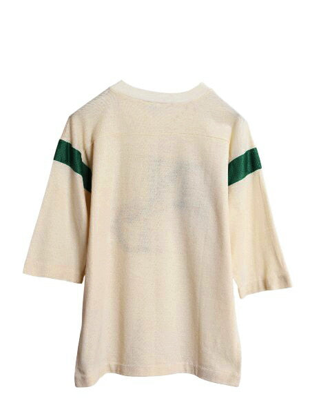 70s USA製 カレッジ フットボール プリント Tシャツ メンズ M ヴィンテージ メッシュ 切替 7分袖 シングルステッチ ツートン アルテックス