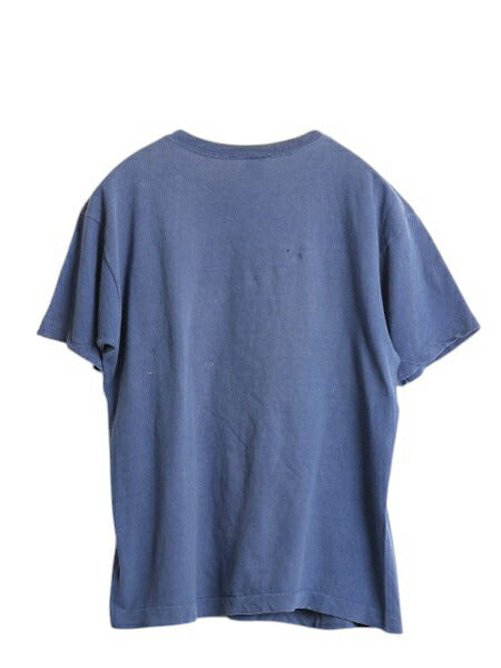 70s USA製 チャンピオン 3段 企業 プリント 半袖 Tシャツ メンズ L 小さめ M 程 ヴィンテージ バータグ 企業物 当時物 シングルステッチ 青