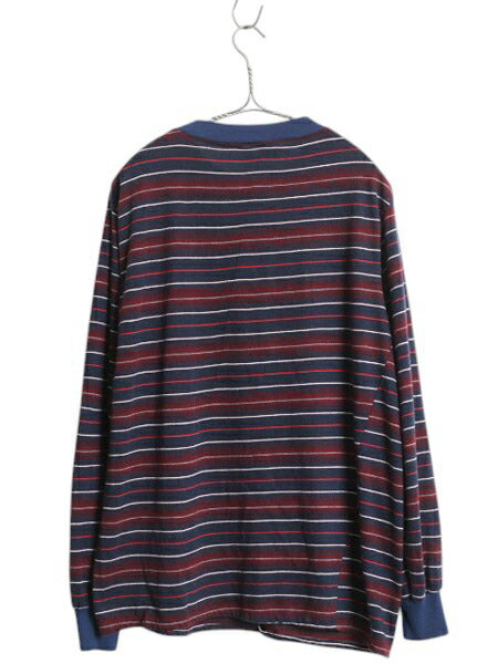 70s SULLCRAFT マルチカラー ボーダー 長袖 Tシャツ メンズ L 小さめ M 程 ヴィンテージ ロンT アクリル ロングTシャツ シングルステッチ