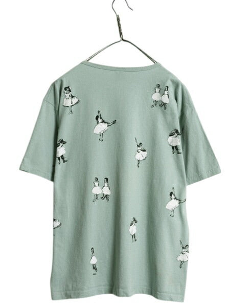 00s バレリーナ 総柄 アート イラスト プリント Tシャツ メンズ レディース L / 古着 オールド グラフィック ヘビーウェイト バレエ 踊り子