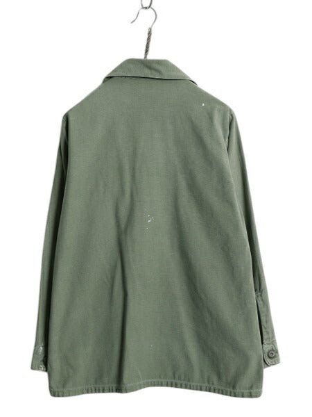 70s 米軍実物 US ARMY コットン サテン ユーティリティ シャツ メンズ M 古着 ヴィンテージ ミリタリー OG107 シャツ袖 4th 軍物 アーミー