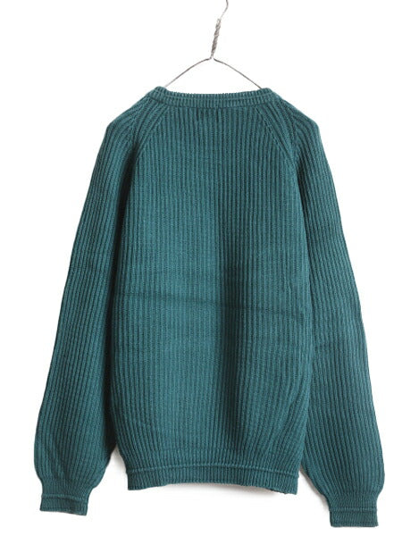 90s チャップス ラルフローレン コットン ニット セーター メンズ XL 90年代 オールド ポロ CHAPS リブ編み ワンポイント 大きいサイズ 緑