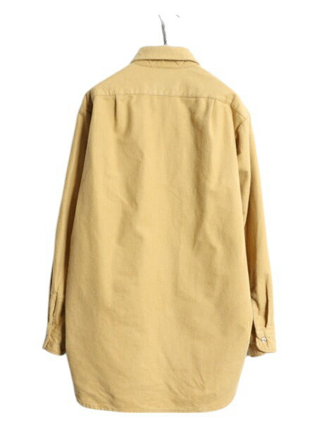 80s エディ―バウアー コットン シャモア クロス シャツ メンズ L / 80年代 ヴィンテージ Eddie Bauer 黒タグ ネルシャツ 長袖シャツ 無地