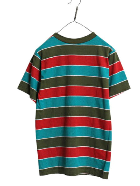 デッドストック 70s ボーダー 半袖 Tシャツ メンズ S 程/ 未使用品 ヴィンテージ マルチカラー モックネック シングルステッチ カットソー